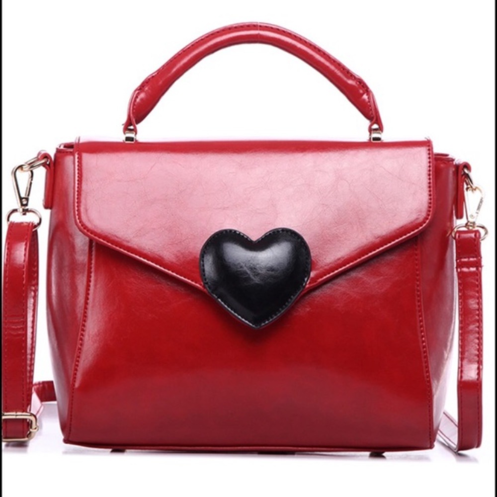 Pink Haley Heart Satchel Bag in Red